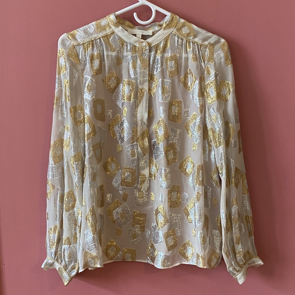ARYNK Sliver and Gold Thread Blouse XS